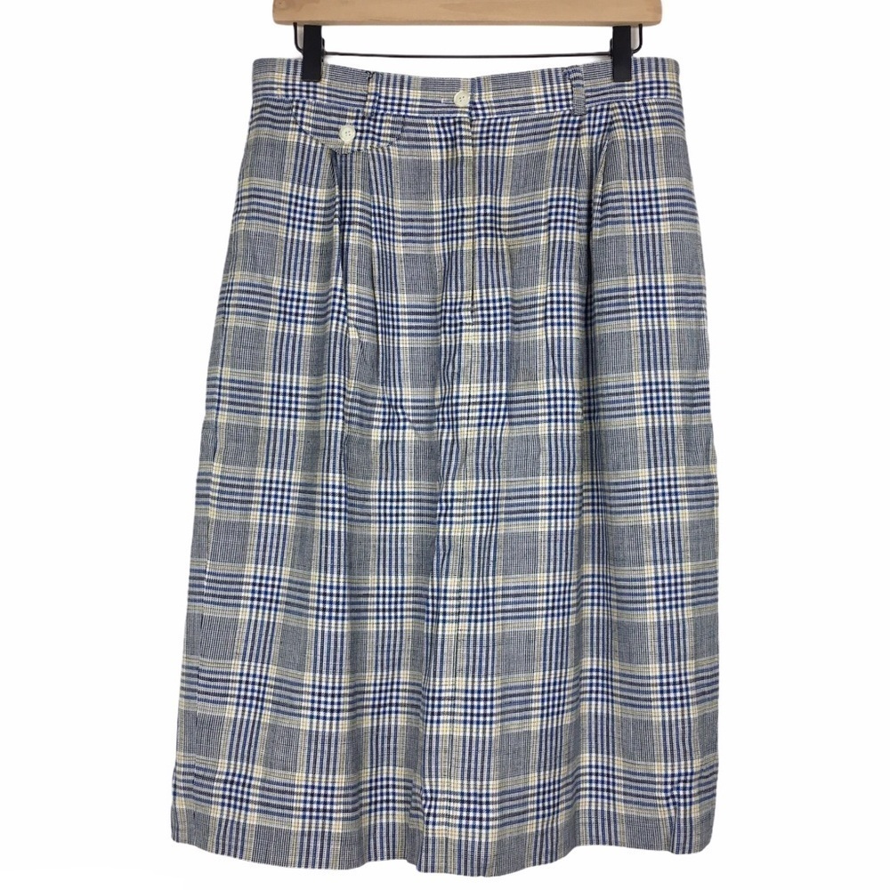 TALBOTS Skirt Vintage Plaid Linen School Girl Dark Academia Preppy Midi Size 14